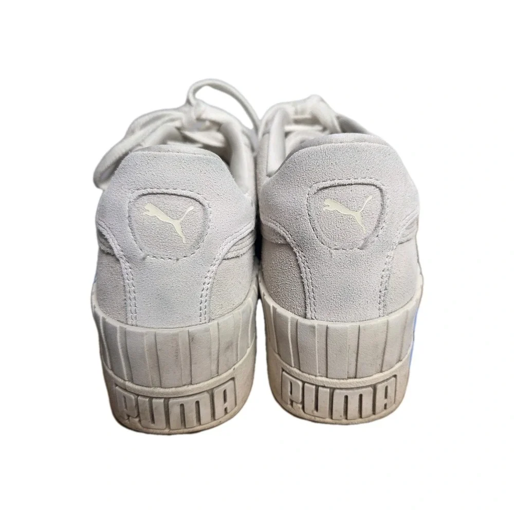Puma Cream Gray Cali‎ Wedge Platform Womens Suede Running Shoes Size 10
